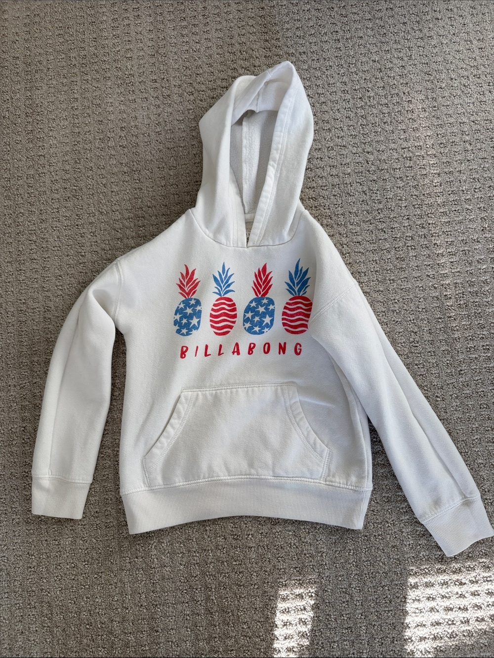 Billabong White Girls' Red & Blue Pineapple Hoodie sz 5